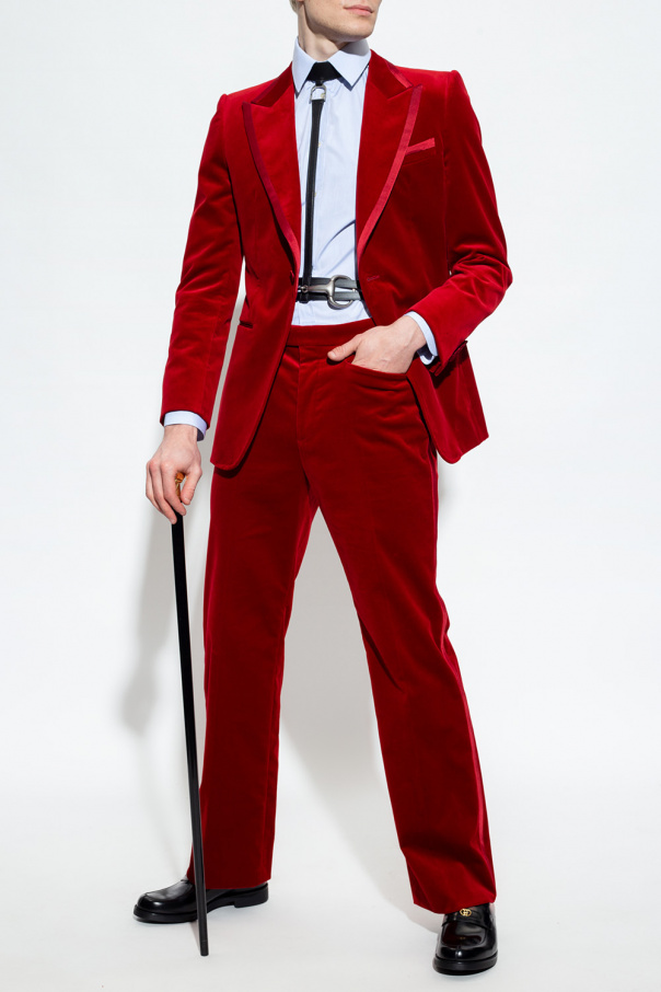 Red Velvet trousers Gucci Technical Jersey Dress With Bustier Details SchaferandweinerShops Australia